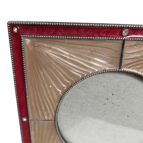 Vintage Picture Frame Stiffel Brown Red Gemstones 6x6 Frame - Picture 4 of 5